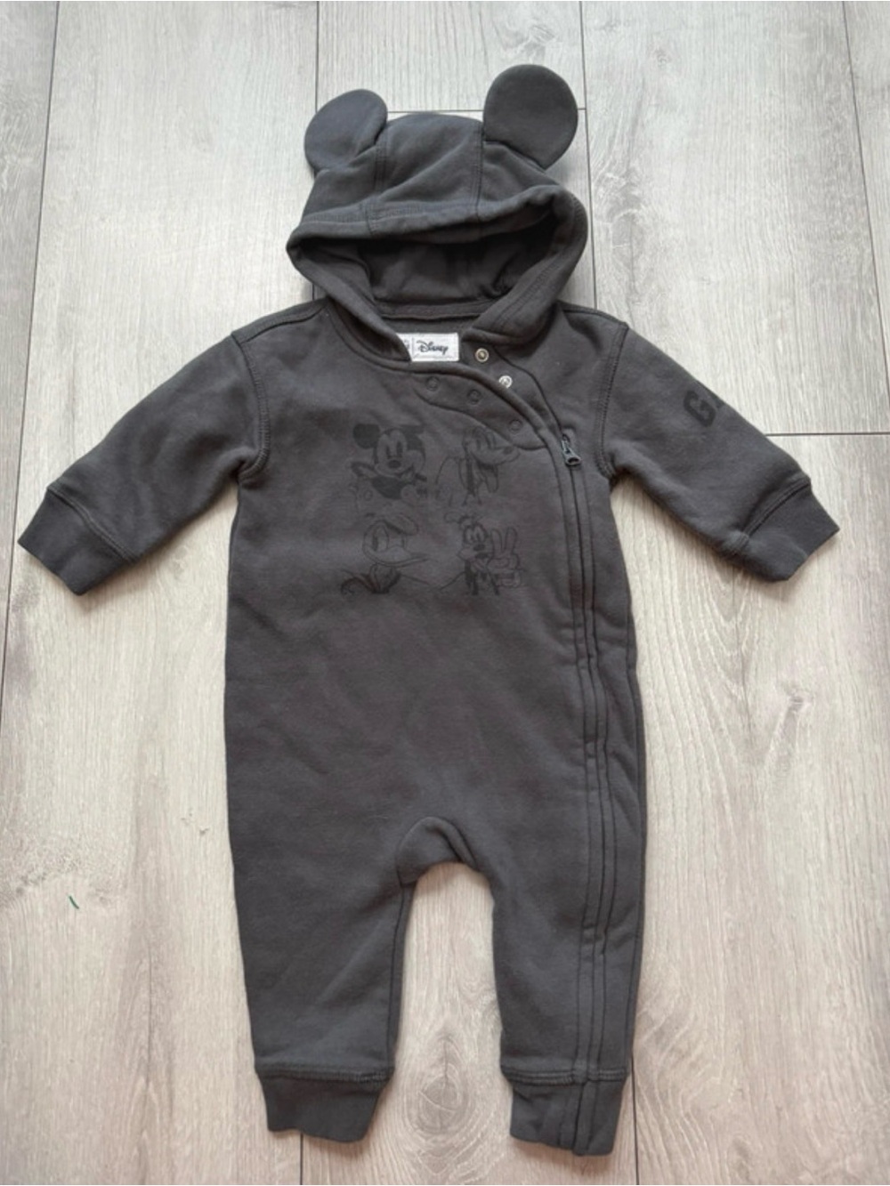 Disney Charcoal Gray Mickey Hooded Footie with Ears